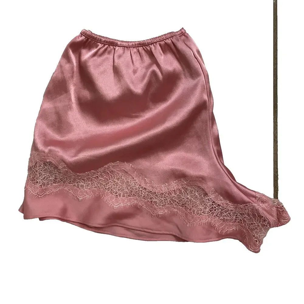 Victoria's Secret Satin Tap Shorts Light Pink Lace Trim Sleep Pajama Bottoms XS